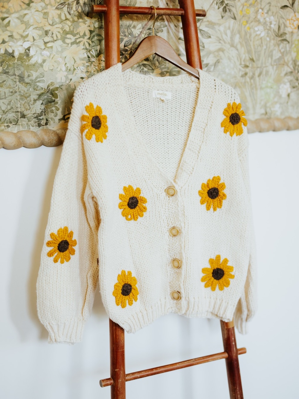 Sunflower Embroidered V Neck Cardigan NWT